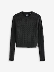 Superdry Black Fitted Cable Crew Neck Jumper - Image 5 of 5