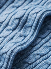 Superdry Wedgewood Blue Fitted Cable Crew Neck Jumper - Image 5 of 5