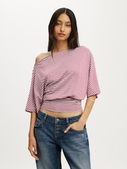 Cotton On Purple Sage Off Shoulder Short Sleeve Top - Image 2 of 4
