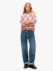 Superdry Mauvewood Pink Argyle Pattern Jumper - Image 1 of 4