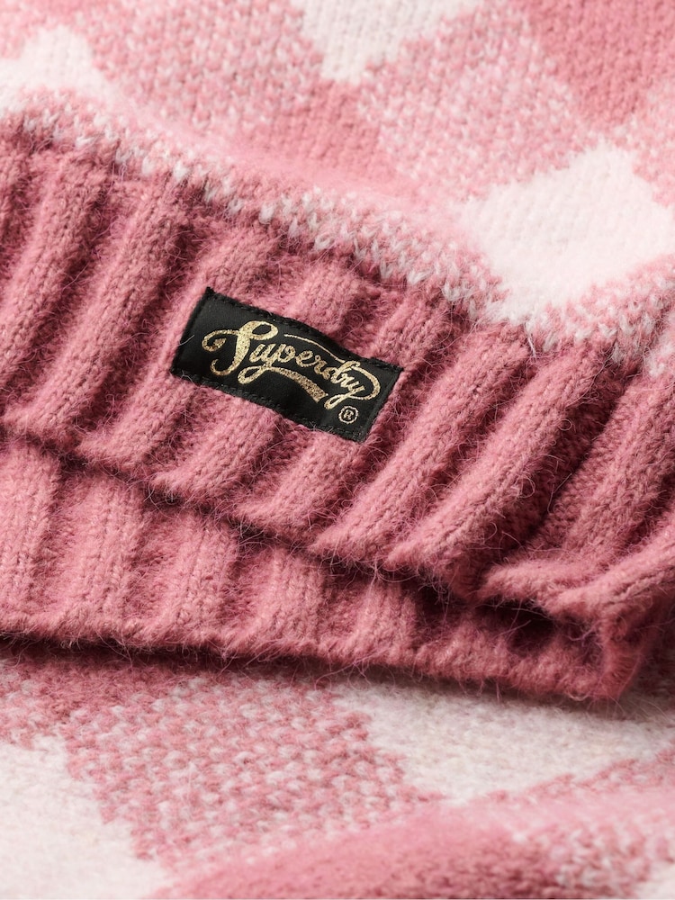 Superdry Mauvewood Pink Argyle Pattern Jumper - Image 4 of 4