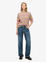 Superdry Caramel Brown Multi Multi Stripe Crew Jumper - Image 2 of 5