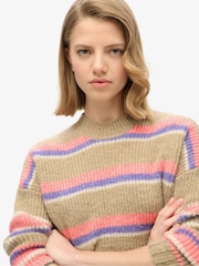 Superdry Caramel Brown Multi Multi Stripe Crew Jumper - Image 3 of 5