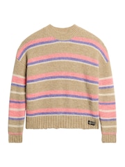 Superdry Caramel Brown Multi Multi Stripe Crew Jumper - Image 4 of 5