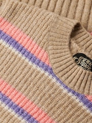 Superdry Caramel Brown Multi Multi Stripe Crew Jumper - Image 5 of 5