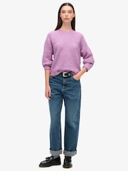 Superdry Lilac Pink Twist Brushed Crew Neck Jumper - Image 1 of 5