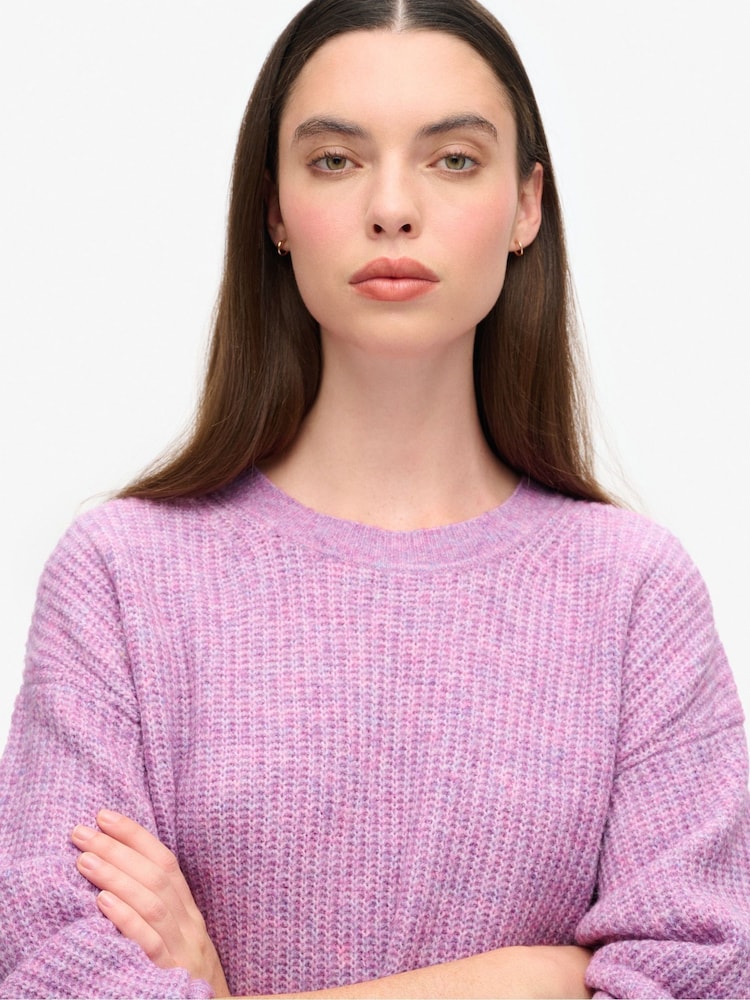 Superdry Lilac Pink Twist Brushed Crew Neck Jumper - Image 2 of 5