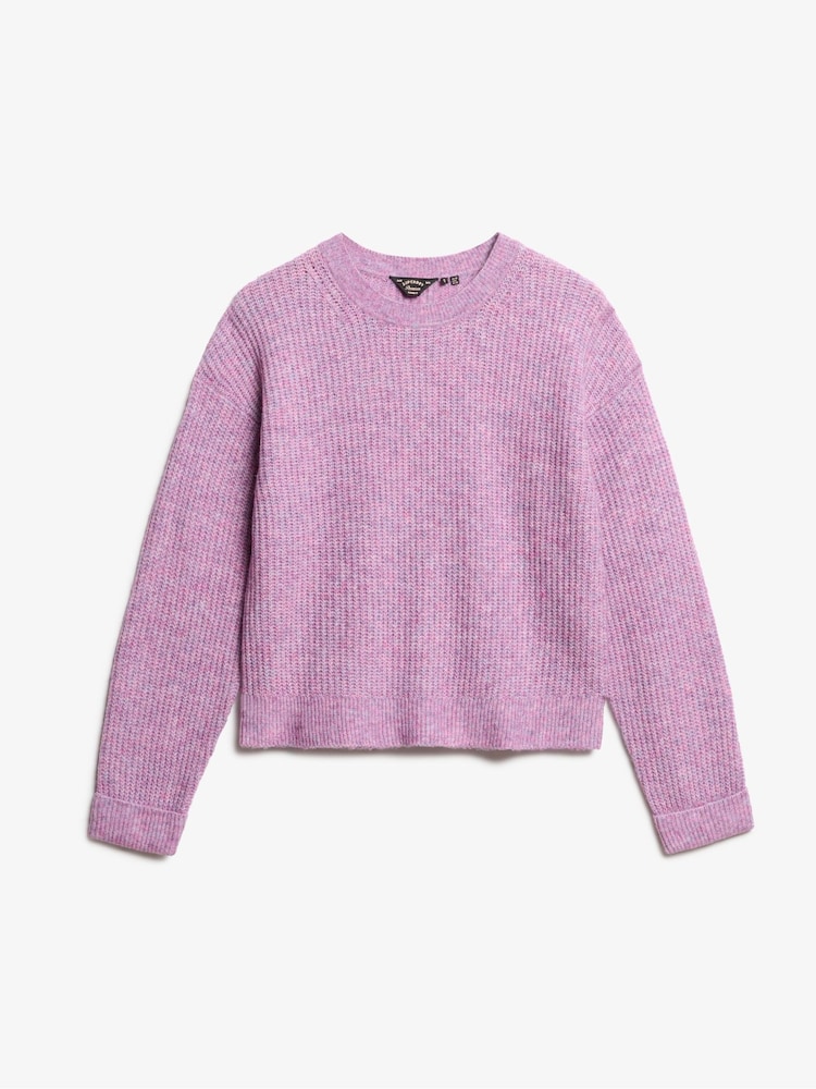Superdry Lilac Pink Twist Brushed Crew Neck Jumper - Image 3 of 5