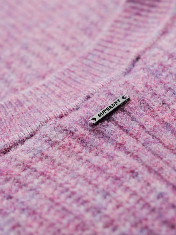 Superdry Lilac Pink Twist Brushed Crew Neck Jumper - Image 4 of 5