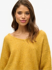 Superdry Yellow Gold Twist Oversized V-Neck Jumper - Image 3 of 4