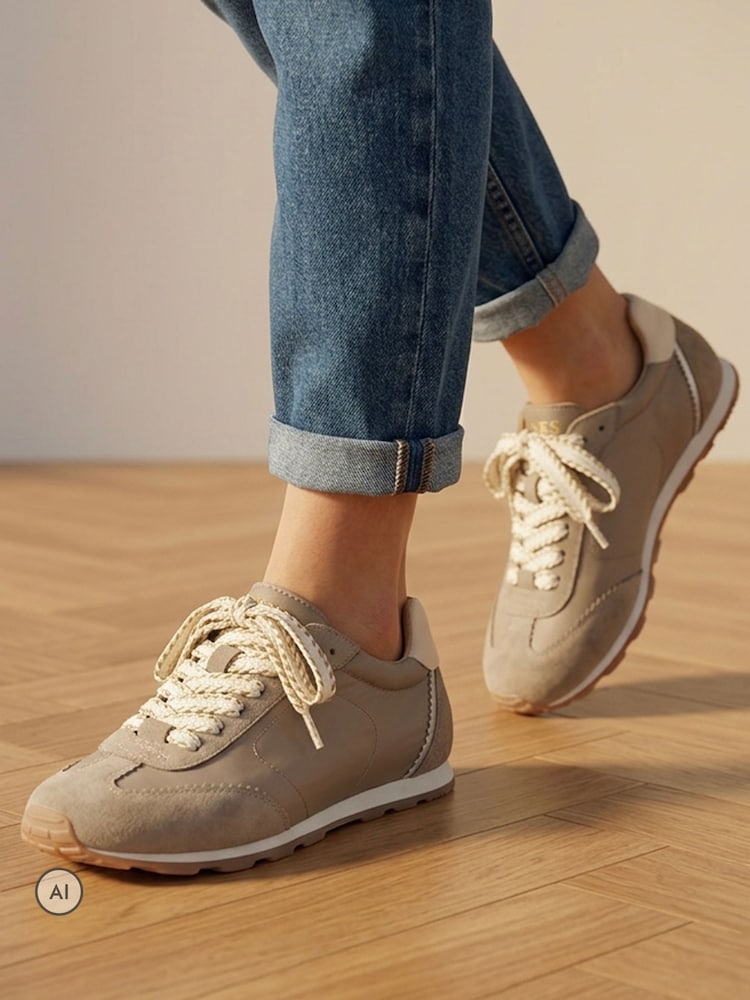 Бежевий - Jones Bootmaker Alara Cushioned Lace Up Trainers - Image 1 of 6