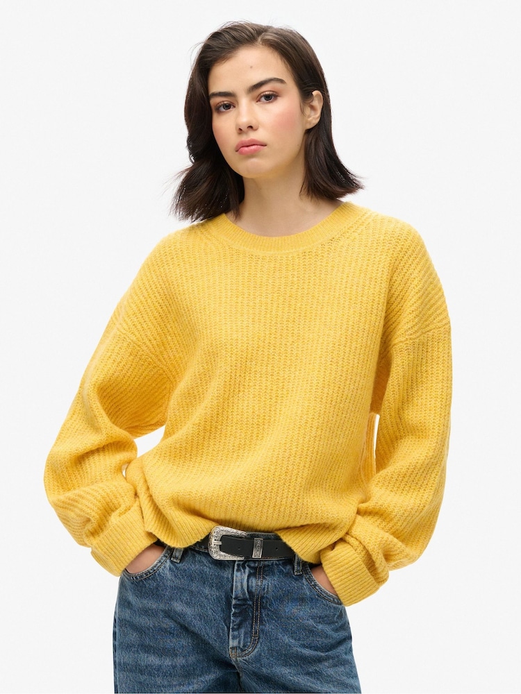 Superdry Apricot Orange Twist Brushed Crew Neck Jumper - Image 1 of 5