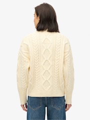 Superdry Jasper White Cable High Neck Jumper - Image 2 of 6
