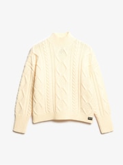 Superdry Jasper White Cable High Neck Jumper - Image 5 of 6