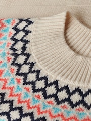 Superdry Island Ecru Multi Fairisle Pattern Branded Jumper - Image 5 of 5