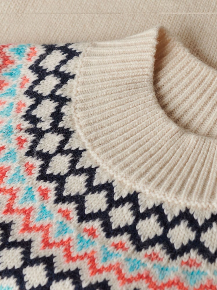 Superdry Island Ecru Multi Fairisle Pattern Branded Jumper - Image 5 of 5