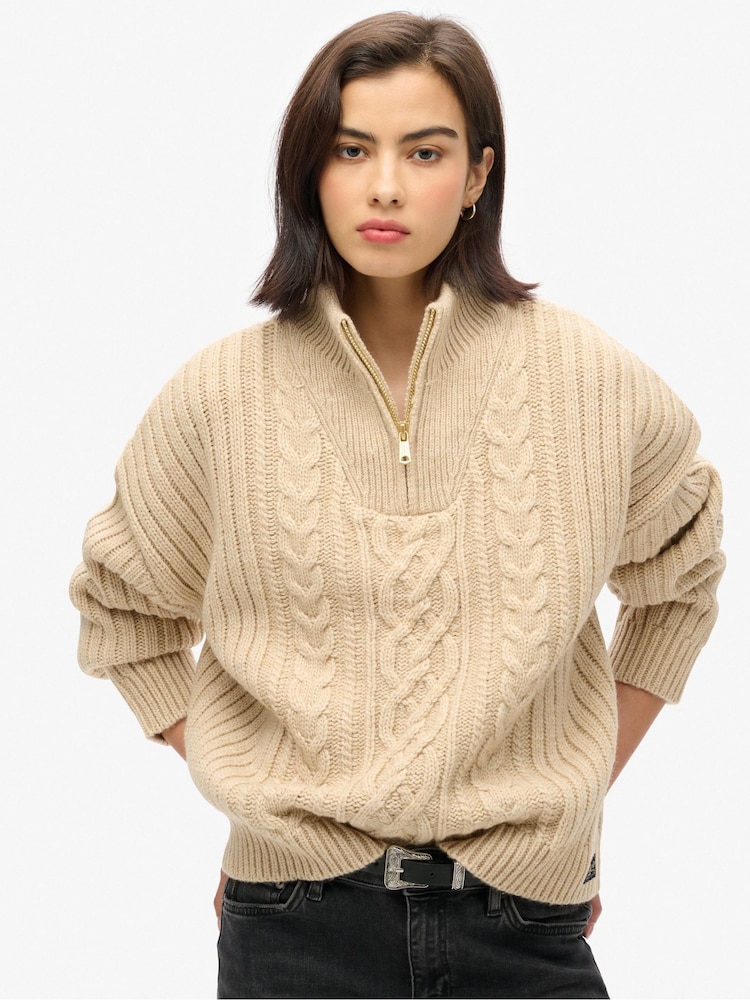 Superdry, Rollkragenpullover mit Zopfmuster - Bild 1 von 4