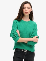 Superdry Drop Kick Green Twist Brushed Crew Neck Jumper - Image 1 of 6