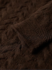 Superdry Dark Brown Twist Cable Roll Neck Jumper - Image 5 of 6