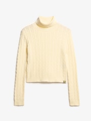 Superdry Island Ecru Cable Mock Neck Jumper - Image 3 of 4