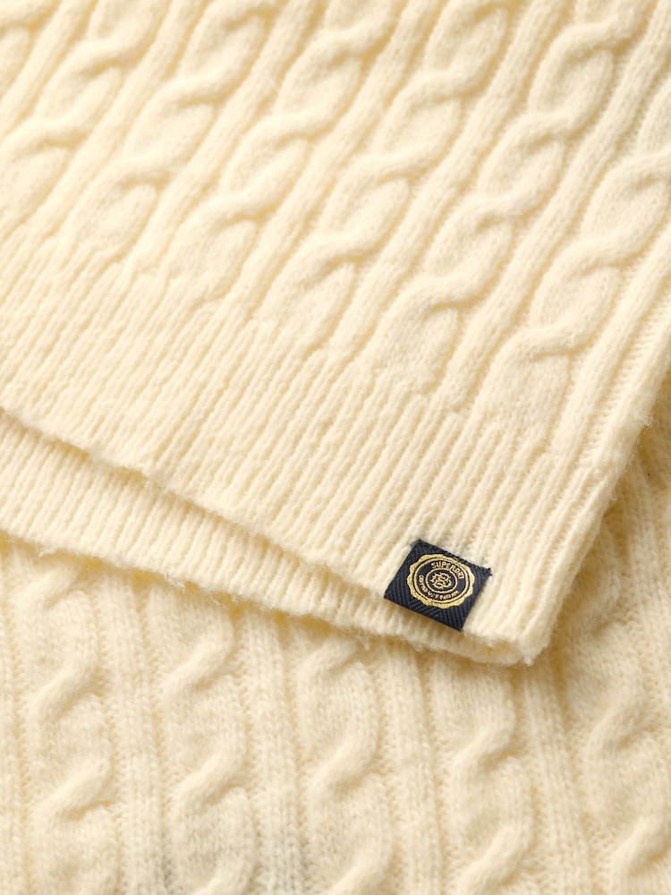 Superdry Island Ecru Cable Mock Neck Jumper - Image 4 of 4