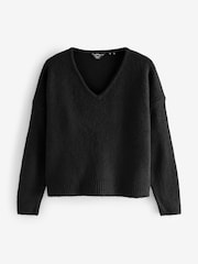 Superdry Black Oversized V-Neck Jumper - Image 4 of 4