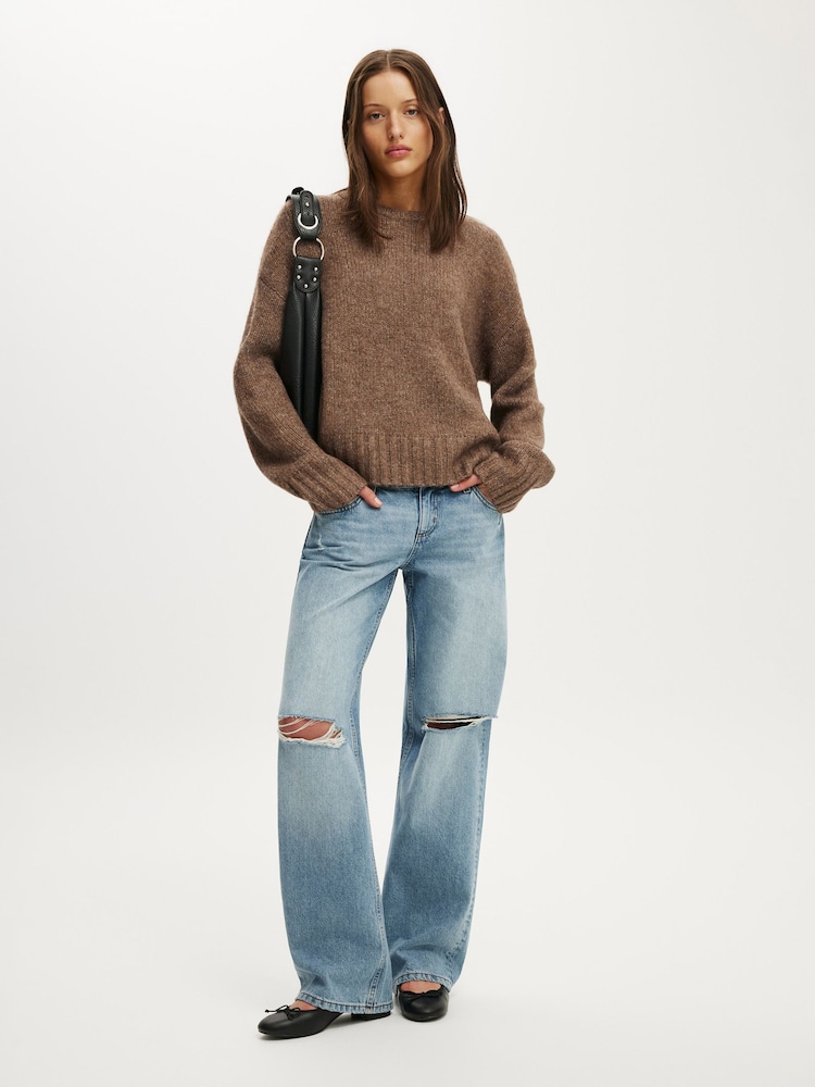 Cotton On Light Brown Luxe Crew Neck Jumper - Image 1 of 4 Cotton On Light Brown Luxe Crew Neck Jumper - Image 1 of 4