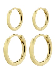PILGRIM Gold Ariella Classic Huggie Hoop Earrings 2-in-1 Set - Image 2 of 2