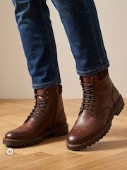 Jones Bootmaker Chestnut Brown Dalmazio Leather Lace Up Boots - Image 1 of 6