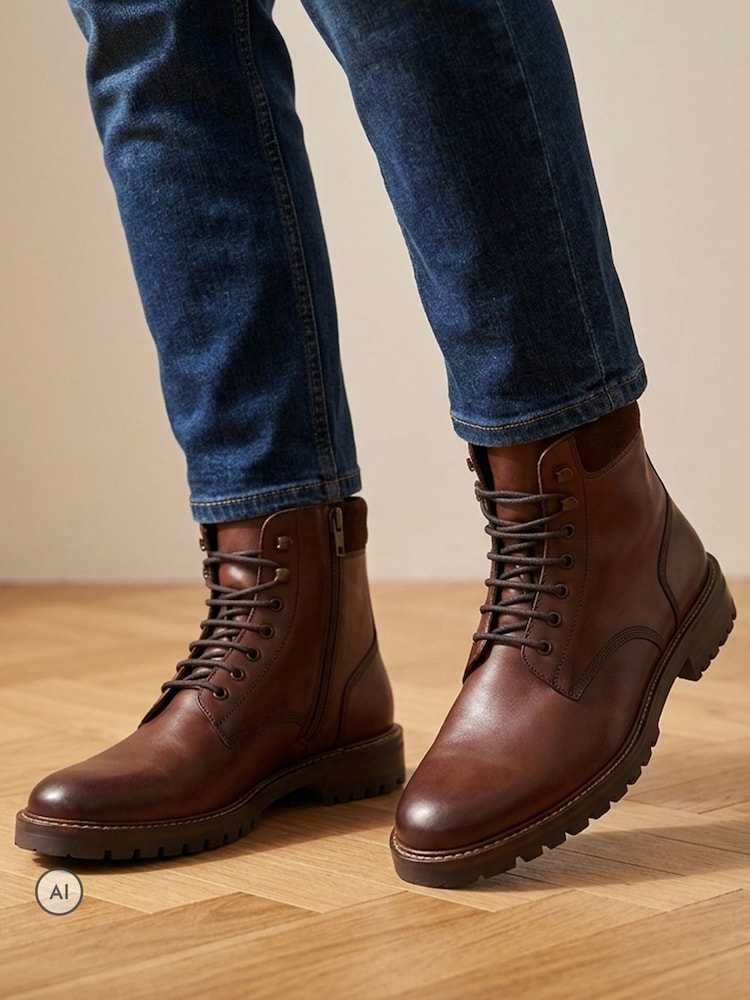 Jones Bootmaker Chestnut Brown Dalmazio Leather Lace Up Boots - Image 1 of 6 Jones Bootmaker Chestnut Brown Dalmazio Leather Lace Up Boots - Image 1 of 6