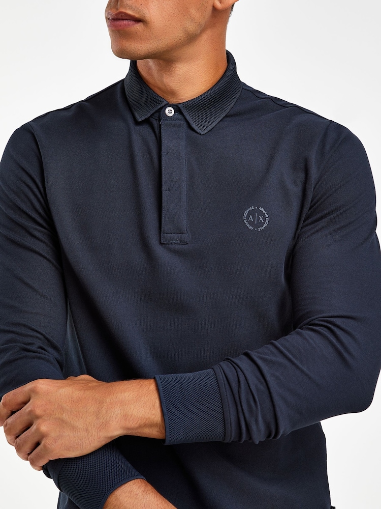 Granatowy - Koszulka polo Armani Exchange z długim rękawem - Image 4 of 6