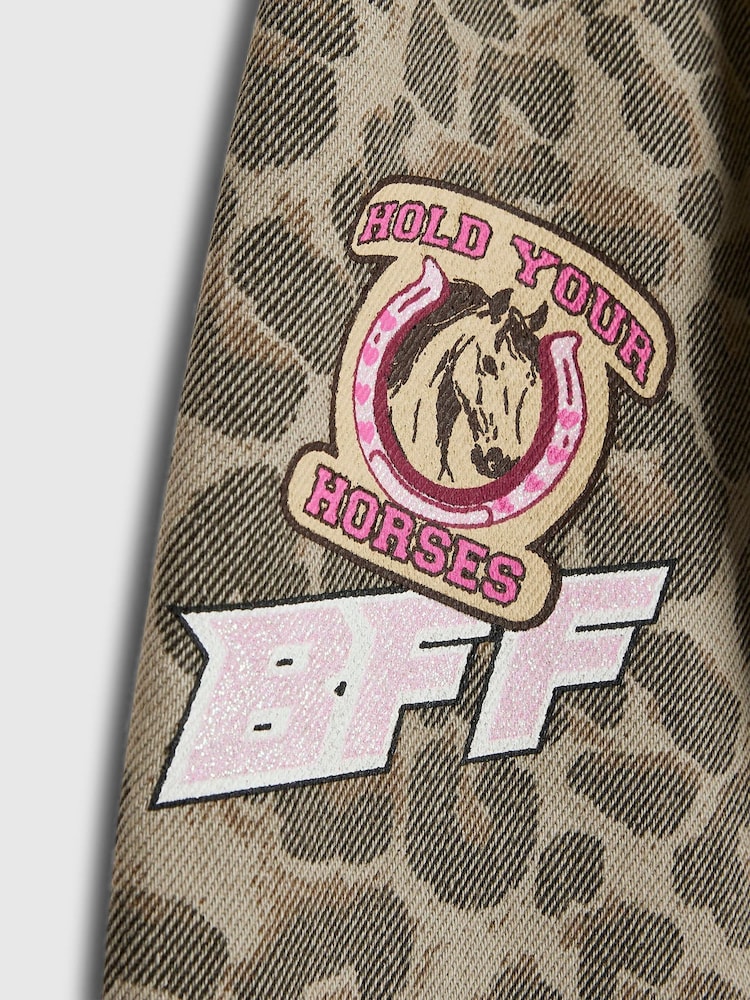 River Island Leopard badged jeansjacka - Bild 4 av 4