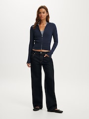 Cotton On Blue Everfine Hooded Knit Cardigan - Image 1 of 4