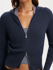 Cotton On Blue Everfine Hooded Knit Cardigan - Image 4 of 4