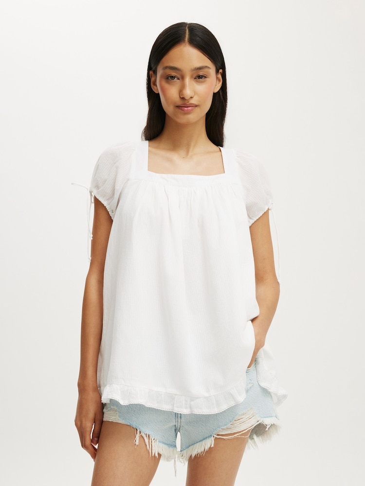 Cotton On White Eliza Babydoll Tunic Top - Image 2 of 4