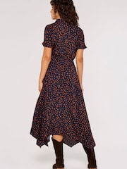 Apricot Blue & Orange Painterly Dot Smock Midi Dress - Image 2 of 6