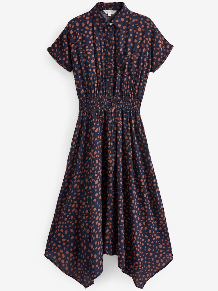Apricot Blue & Orange Painterly Dot Smock Midi Dress - Image 6 of 6