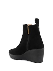 Jones Bootmaker Black Suede Memento Leather Wedge Heel Ankle Boots - Image 4 of 6