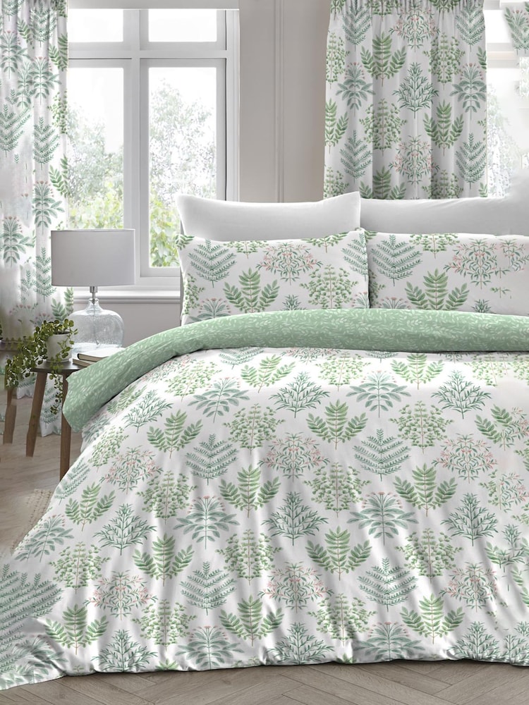 D&D Green Emily Duvet Cover and Pillowcase Set - Image 1 of 2