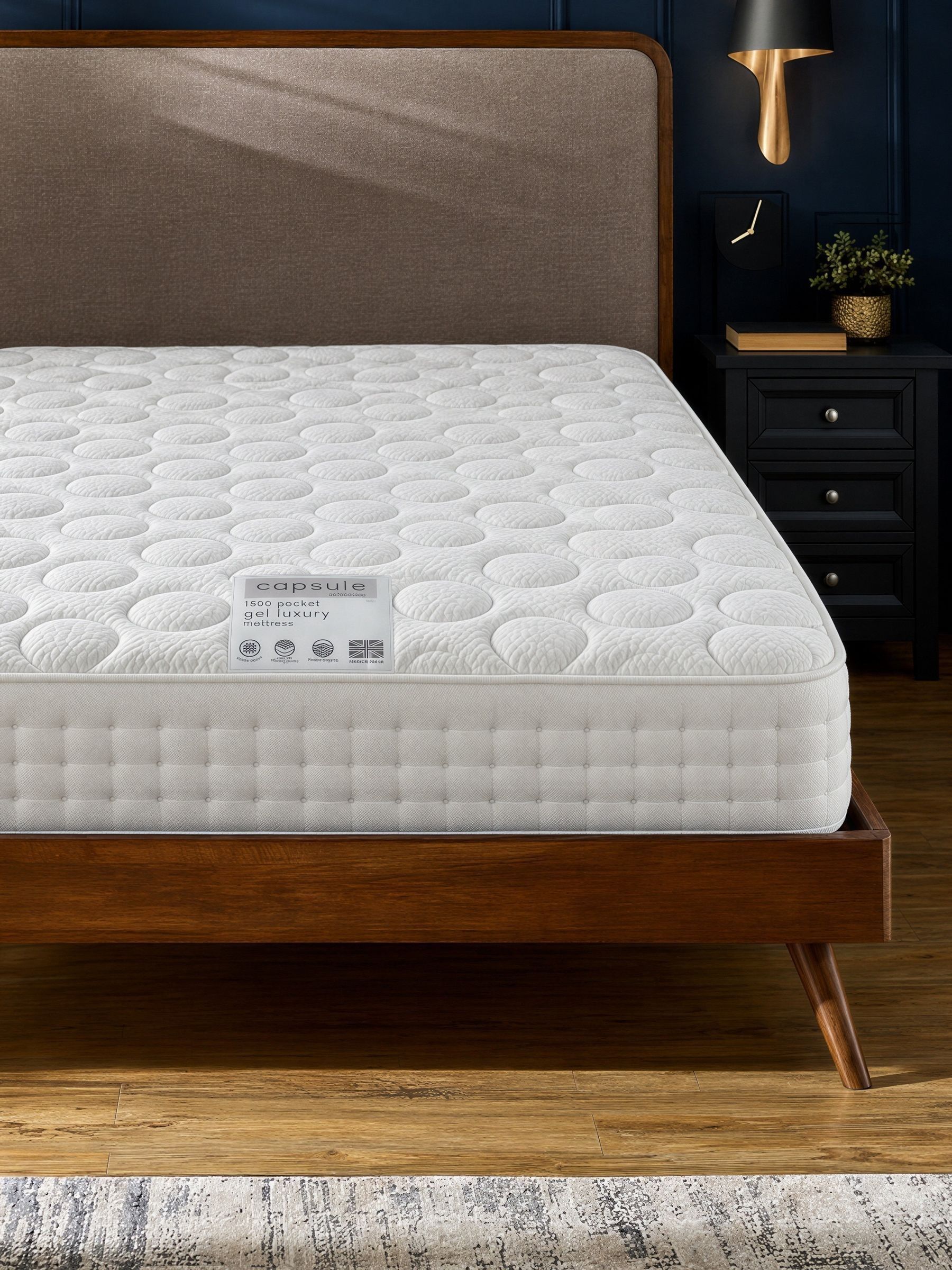 Julian Bowen Unisex White Capsule Gel Luxury 1500 Pocket Sprung Cooling Layer Medium-Firm Mattress