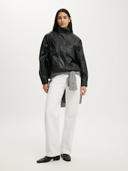 Cotton On Black Theo Faux Leather Bomber Jacket - Image 1 of 4