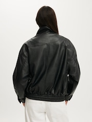 Cotton On Black Theo Faux Leather Bomber Jacket - Image 3 of 4