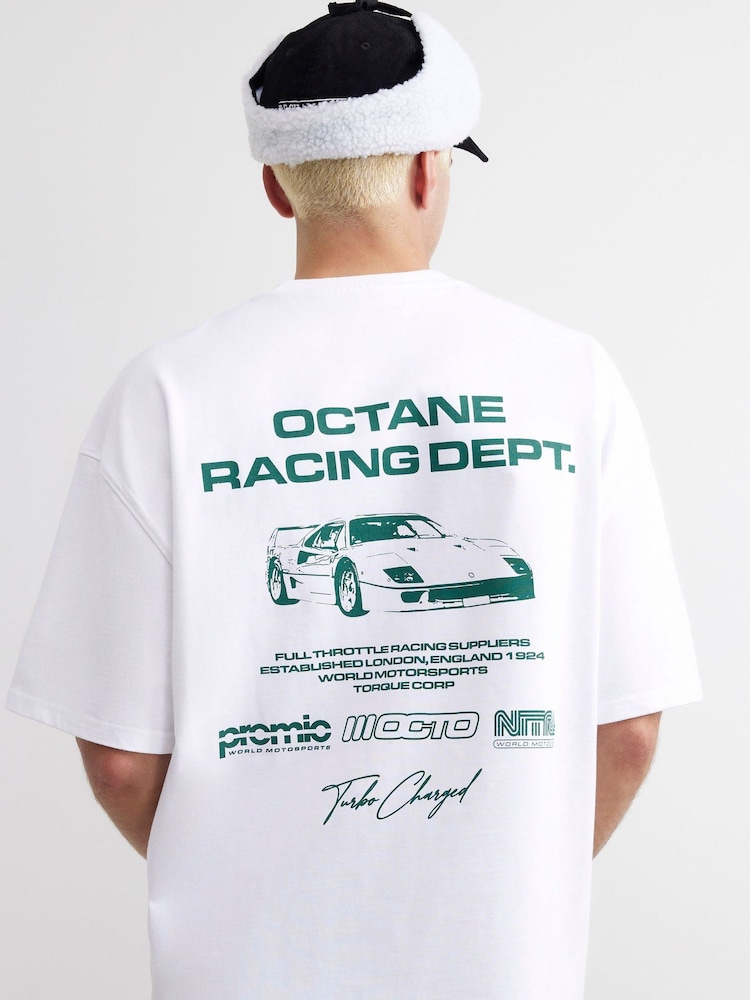 River Island White Octane Racing Print T-Shirt - Image 1 of 4