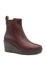 Jones Bootmaker Red Memento Leather Wedge Heel Ankle Boots - Image 2 of 6