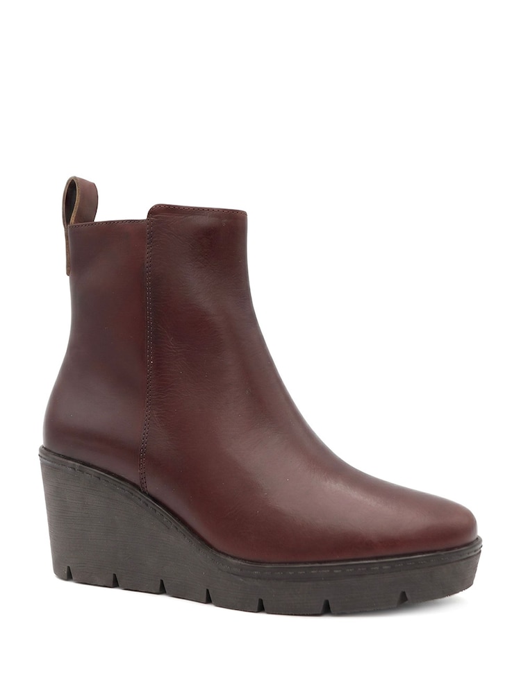 Jones Bootmaker Red Memento Leather Wedge Heel Ankle Boots - Image 2 of 6 Jones Bootmaker Red Memento Leather Wedge Heel Ankle Boots - Image 2 of 6