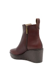 Jones Bootmaker Red Memento Leather Wedge Heel Ankle Boots - Image 3 of 6