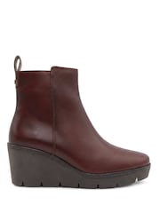 Jones Bootmaker Red Memento Leather Wedge Heel Ankle Boots - Image 4 of 6