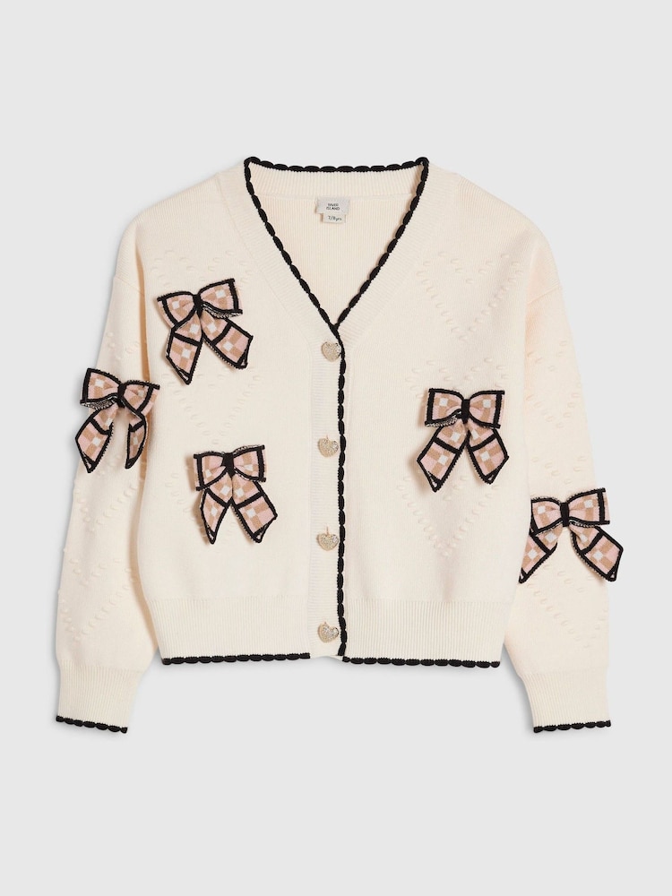 River Island 3D Cardigan à carreaux et nœud - Image 1 de 4 River Island 3D Cardigan à carreaux et nœud - Image 1 de 4
