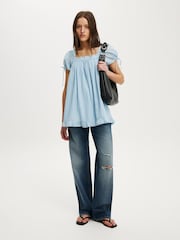 Cotton On Blue Eliza Babydoll Tunic Top - Image 1 of 4