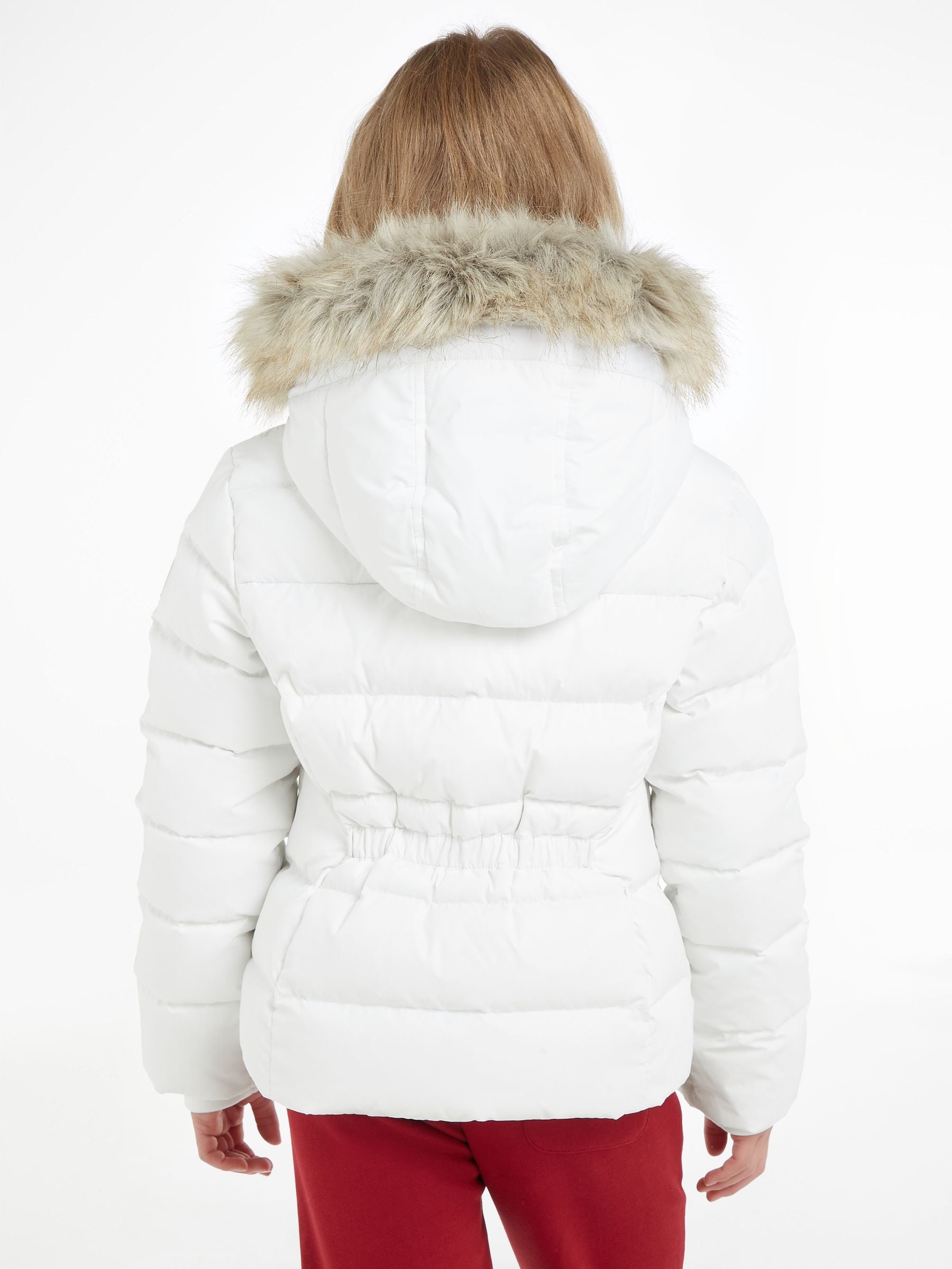 Buy Tommy Hilfiger White Girls Essential Down Faux Fur Hood